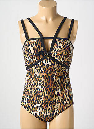 Maillot de bain 1 pièce stretch haut soutien-gorge moulé marron AMORESSA femme