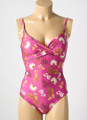 Maillot de bain 1 pièce stretch haut soutien-gorge moulé rose CYELL femme