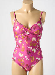 Maillot de bain 1 pièce stretch haut soutien-gorge moulé rose CYELL femme