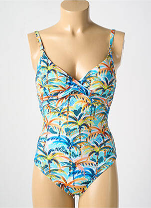 Maillot de bain 1 pièce imprimé fantaisie haut soutien-gorge moulé bleu CYELL femme