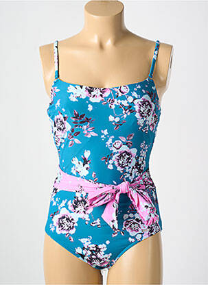 Maillot de bain 1 pièce stretch bleu CYELL femme