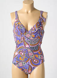 Maillot de bain 1 pièce imprimé fantaisie haut triangles violet CYELL femme
