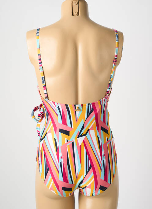 Maillot de bain 1 pièce imprimé fantaisie haut triangles rose MILONGA femme