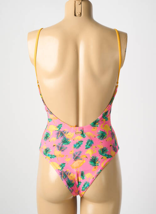 Maillot de bain 1 pièce stretch haut triangles rose PALMACEA femme