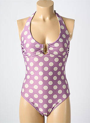Maillot de bain 1 pièce stretch haut triangles violet CYELL femme