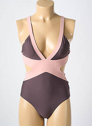 Maillot de bain 1 pièce stretch haut soutien-gorge moulé violet PILYQ femme