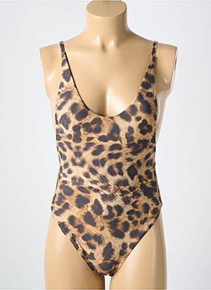 Maillot de bain 1 pièce stretch haut soutien-gorge moulé marron PILYQ femme