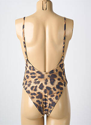 Maillot de bain 1 pièce stretch haut soutien-gorge moulé marron PILYQ femme