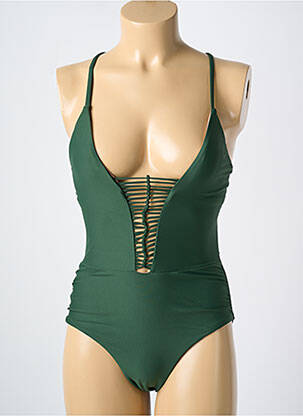 Maillot de bain 1 pièce stretch haut soutien-gorge moulé vert PILYQ femme