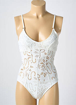 Maillot de bain 1 pièce stretch haut soutien-gorge moulé blanc PILYQ femme