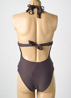 Maillot de bain 1 pièce bretelles élastiquées amovibles haut soutien-gorge moulé marron PILYQ femme