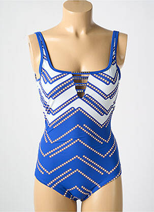 Maillot de bain 1 pièce imprimé fantaisie haut soutien-gorge moulé bleu MIRADONNA femme
