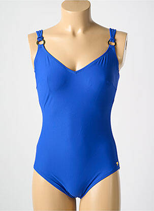 Maillot de bain 1 pièce stretch haut triangles bleu MIRADONNA femme