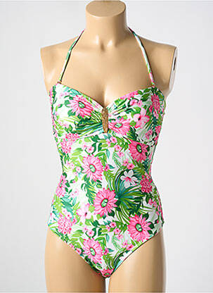 Maillot de bain 1 pièce bretelles élastiquées amovibles haut soutien-gorge avec mousse de rembourrage amovible vert PHAX femme