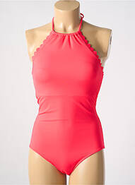 Maillot de bain 1 pièce effet matière satinée haut soutien-gorge avec mousse de rembourrage amovible rouge PHAX femme