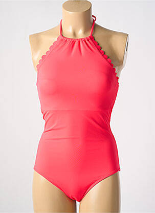 Maillot de bain 1 pièce effet matière satinée haut soutien-gorge avec mousse de rembourrage amovible rouge PHAX femme