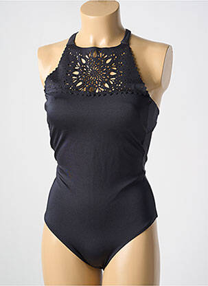 Maillot de bain 1 pièce effet matière satinée haut soutien-gorge avec mousse de rembourrage amovible noir PHAX femme