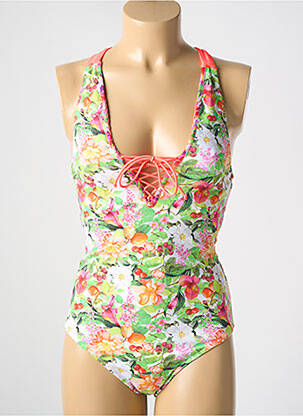 Maillot de bain 1 pièce effet matière satinée haut soutien-gorge avec mousse de rembourrage amovible vert PHAX femme