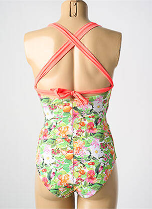 Maillot de bain 1 pièce effet matière satinée haut soutien-gorge avec mousse de rembourrage amovible vert PHAX femme