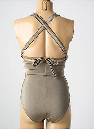Maillot de bain 1 pièce effet matière satinée haut soutien-gorge avec mousse de rembourrage amovible marron PHAX femme