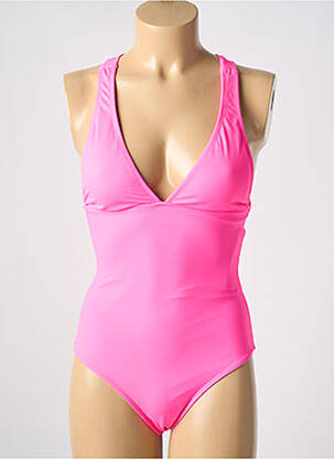Maillot de bain 1 pièce effet matière satinée haut soutien-gorge avec mousse de rembourrage amovible rose PHAX femme