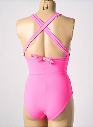 Maillot de bain 1 pièce effet matière satinée haut soutien-gorge avec mousse de rembourrage amovible rose PHAX femme