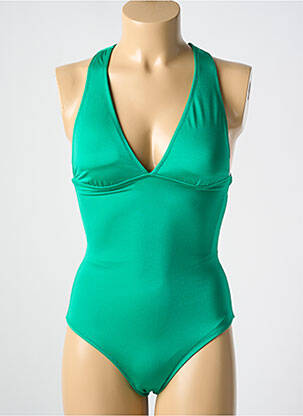 Maillot de bain 1 pièce effet matière satinée haut soutien-gorge avec mousse de rembourrage amovible vert PHAX femme