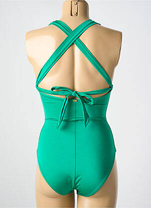Maillot de bain 1 pièce effet matière satinée haut soutien-gorge avec mousse de rembourrage amovible vert PHAX femme