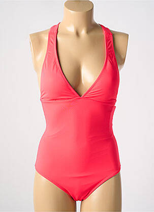 Maillot de bain 1 pièce effet matière satinée haut soutien-gorge avec mousse de rembourrage amovible rouge PHAX femme