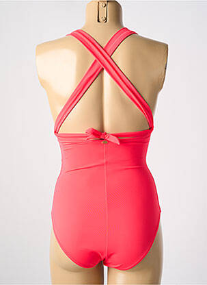 Maillot de bain 1 pièce effet matière satinée haut soutien-gorge avec mousse de rembourrage amovible rouge PHAX femme