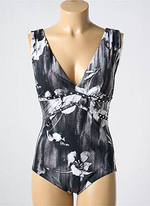 Maillot de bain 1 pièce effet matière satinée haut soutien-gorge avec mousse de rembourrage amovible gris AMORESSA femme