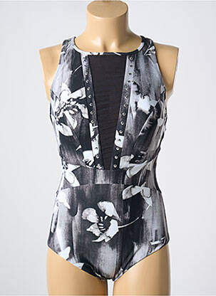 Maillot de bain 1 pièce stretch haut soutien-gorge avec mousse de rembourrage amovible gris AMORESSA femme