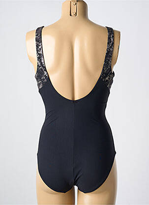 Maillot de bain 1 pièce effet matière satinée haut soutien-gorge avec mousse de rembourrage amovible noir AMORESSA femme