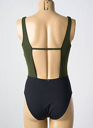 Maillot de bain 1 pièce effet matière satinée haut triangles vert AMORESSA femme
