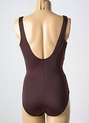 Maillot de bain 1 pièce effet matière satinée haut soutien-gorge moulé marron MIRACLESUIT femme