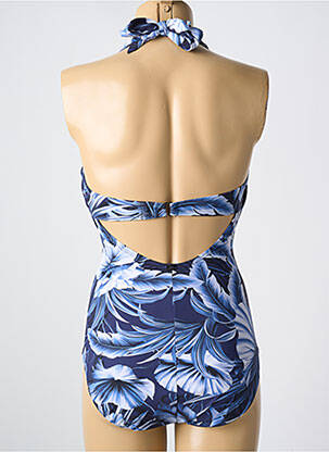 Maillot de bain 1 pièce effet matière satinée haut soutien-gorge emboitant bleu AMORESSA femme