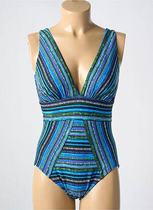 Maillot de bain 1 pièce effet matière satinée haut soutien-gorge moulé bleu MIRACLESUIT femme