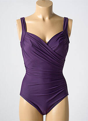 Maillot de bain 1 pièce effet matière satinée haut soutien-gorge emboitant violet MIRACLESUIT femme