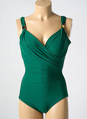 Maillot de bain 1 pièce effet matière satinée haut soutien-gorge moulé vert MIRACLESUIT femme