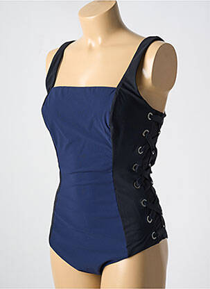 Maillot de bain 1 pièce effet matière satinée bleu AMORESSA femme
