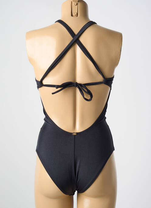 Maillot de bain 1 pièce effet matière satinée haut soutien-gorge avec mousse de rembourrage amovible noir PHAX femme