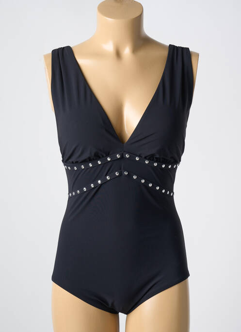 Maillot de bain 1 pièce effet matière satinée haut soutien-gorge avec mousse de rembourrage amovible noir AMORESSA femme