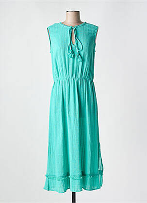 Robe mi-longue tissage crêpe sans manche bleu CYELL femme