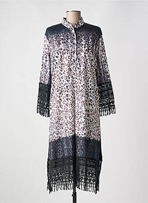 Robe mi-longue manches longues manches longues noir MIRADONNA femme