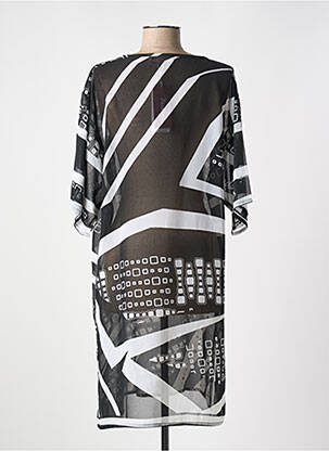 Robe mi-longue imprimé fantaisie manches courtes noir MIRADONNA femme