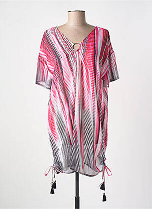 Tunique manches courtes tissage crêpe rouge MIRADONNA femme