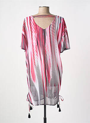 Tunique manches courtes tissage crêpe rouge MIRADONNA femme