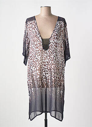 Robe de plage tissage crêpe marron MIRADONNA femme