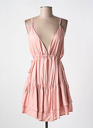 Robe courte coupe cintrée fines bretelles rose PILYQ femme
