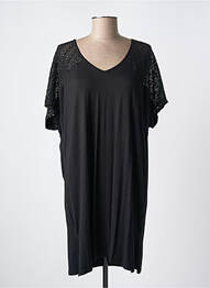 Robe mi-longue manches courtes manches courtes noir MIRADONNA femme